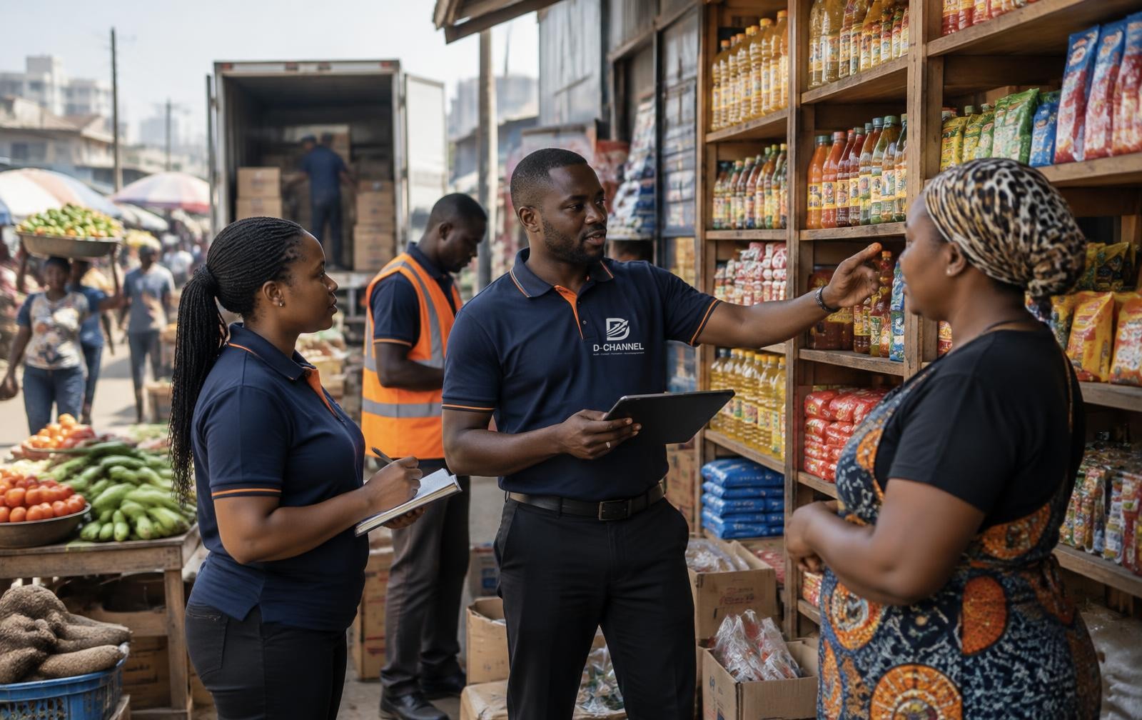 African field sales team working with an independent retailer